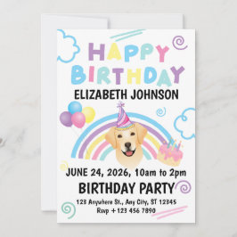 Labrador Retriever Birthday Party Invitation White Einladung