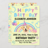 Labrador Retriever Birthday Party Invitation Yello Einladung (Vorne/Hinten)