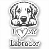 Labrador Retriever Black and White Heart Theme Aufkleber (Vorderseite)