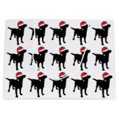 Labrador Retriever Black in Red Weihnachtsmannmütz Große Geschenktüte (Vorderseite)