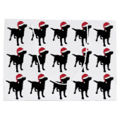 Labrador Retriever Black in Red Weihnachtsmannmütz Große Geschenktüte (Rückseite)