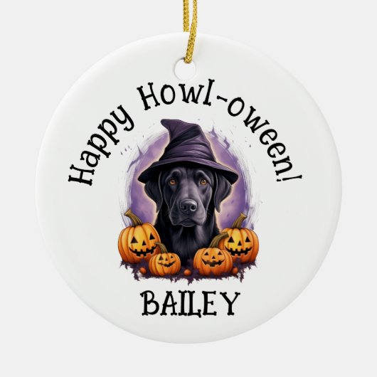 Labrador Retriever Black Lab Halloween Keramik Ornament (Vorne)
