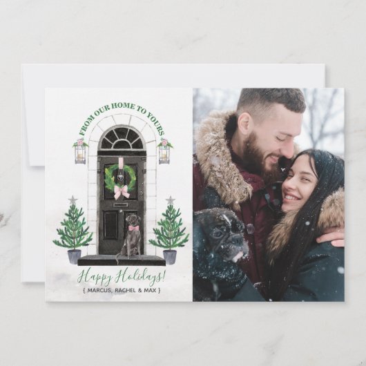 Labrador Retriever Black Lab Holiday Photo Card Einladung (Vorderseite)