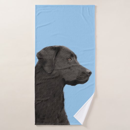Labrador Retriever Black Painting Original Dog Art Badhandtuch Set (Badehandtuch)