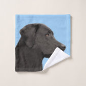 Labrador Retriever Black Painting Original Dog Art Badhandtuch Set (Waschlappen)