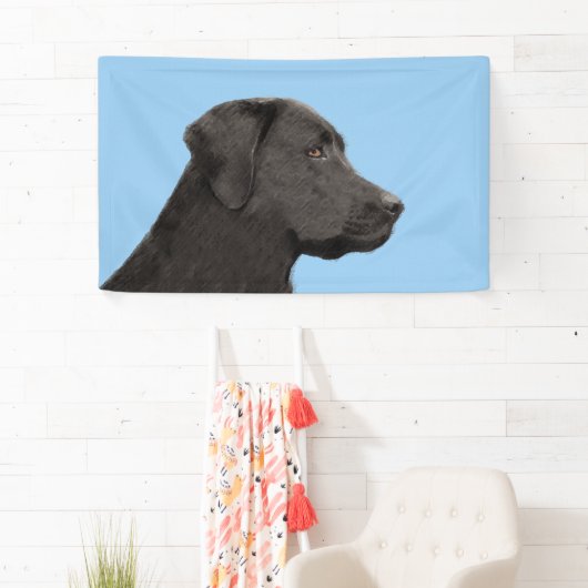 Labrador Retriever Black Painting Original Dog Art Banner (Insitu)