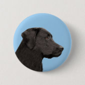 Labrador Retriever Black Painting Original Dog Art Button (Vorderseite)