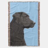 Labrador Retriever Black Painting Original Dog Art Decke (Vorderseite Vertikal)