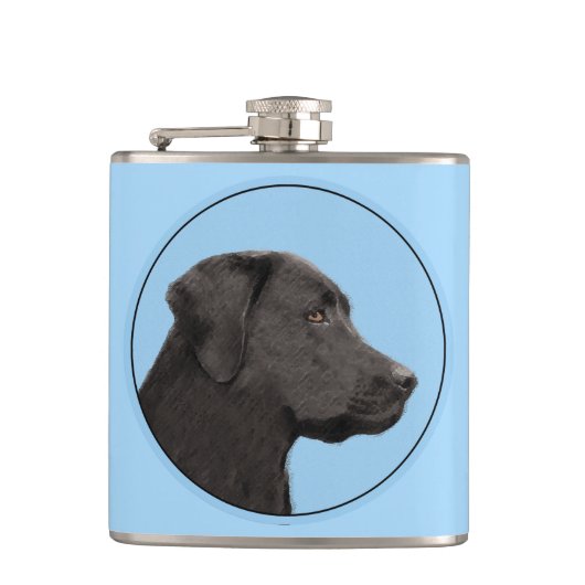 Labrador Retriever Black Painting Original Dog Art Flachmann (Vorderseite)