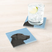 Labrador Retriever Black Painting Original Dog Art Glasuntersetzer (Schrägansicht)