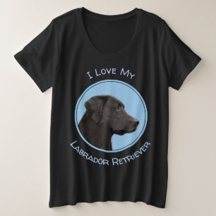 Labrador Retriever Black Painting Original Dog Art Große Größe T-Shirt