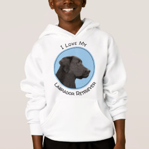 Labrador Retriever Black Painting Original Dog Art Hoodie
