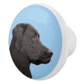 Labrador Retriever Black Painting Original Dog Art Keramikknauf (Rechts)
