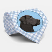 Labrador Retriever Black Painting Original Dog Art Krawatte (Gerollt)