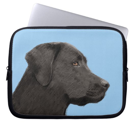 Labrador Retriever Black Painting Original Dog Art Laptopschutzhülle (Vorderseite)
