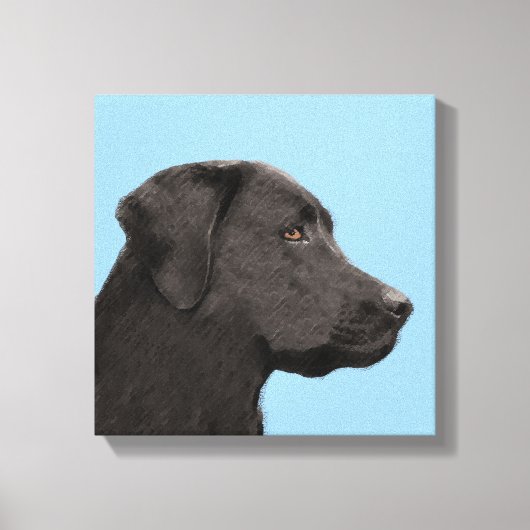 Labrador Retriever Black Painting Original Dog Art Leinwanddruck (Vorderseite)