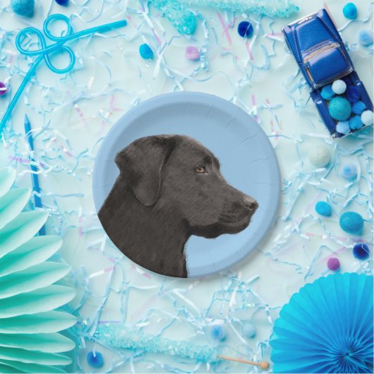 Labrador Retriever Black Painting Original Dog Art Pappteller (Party)