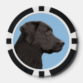 Labrador Retriever Black Painting Original Dog Art Pokerchips (Vorderseite)