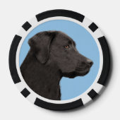 Labrador Retriever Black Painting Original Dog Art Pokerchips (Rückseite)