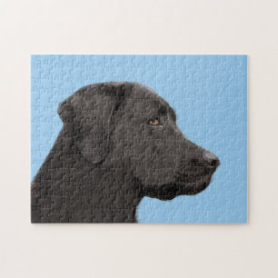 Labrador Retriever Black Painting Original Dog Art Puzzle