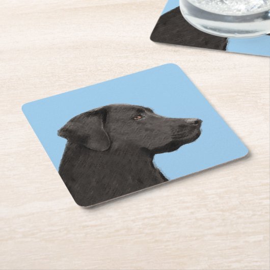 Labrador Retriever Black Painting Original Dog Art Rechteckiger Pappuntersetzer (angewinkelt)
