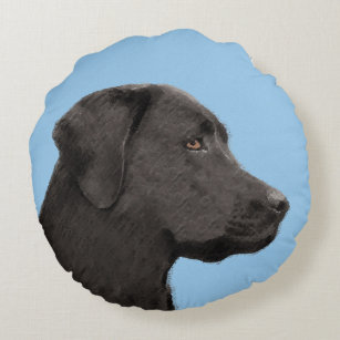 Labrador Retriever Black Painting Original Dog Art Rundes Kissen