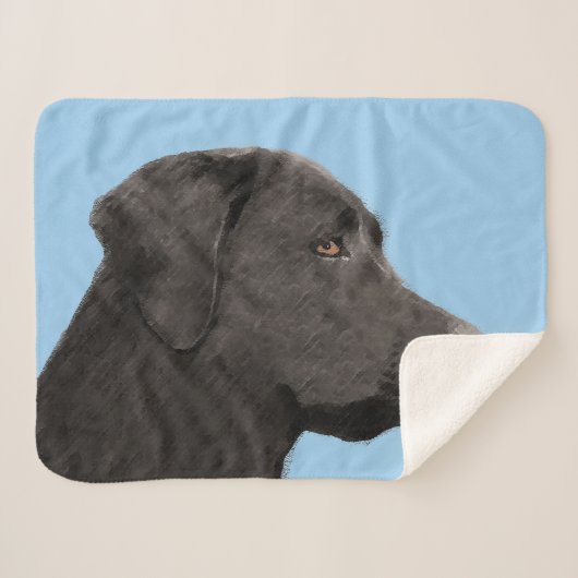 Labrador Retriever Black Painting Original Dog Art Sherpadecke (Vorderseite (Horizontal))