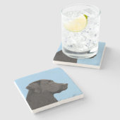 Labrador Retriever Black Painting Original Dog Art Steinuntersetzer (Seitenansicht)