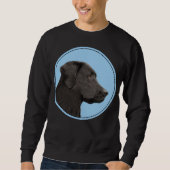 Labrador Retriever Black Painting Original Dog Art Sweatshirt (Vorderseite)