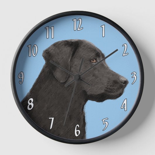 Labrador Retriever Black Painting Original Dog Art Uhr (Vorderseite)