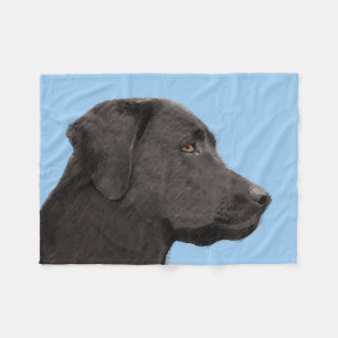 Labrador Retriever Black Painting Original Hund Ar Fleecedecke