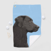 Labrador Retriever Black Painting Original Hund Ar Golfhandtuch (Insitu)