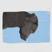 Labrador Retriever Black Painting Original Hund Ar Golfhandtuch (Horizontal)