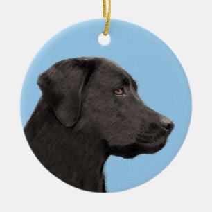 Labrador Retriever Black Painting Original Hund Ar Keramik Ornament