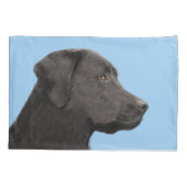 Labrador Retriever Black Painting Original Hund Ar Kissenbezug (Rückseite)