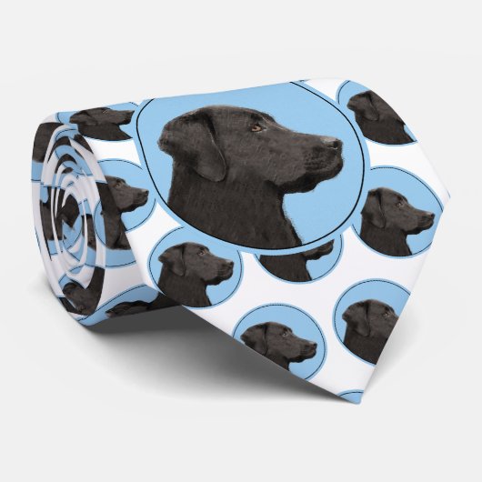 Labrador Retriever Black Painting Original Hund Ar Krawatte (Gerollt)