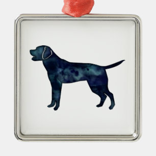Labrador Retriever Black Watercolor Silhouette Silbernes Ornament