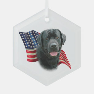 Labrador Retriever (blk) Flag Ornament Aus Glas