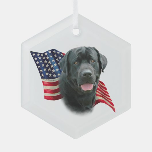 Labrador Retriever (blk) Flag Ornament Aus Glas (Vorderseite)
