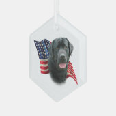 Labrador Retriever (blk) Flag Ornament Aus Glas (Vorderseite Links)