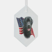 Labrador Retriever (blk) Flag Ornament Aus Glas (Vorderseite Rechts)