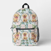 Labrador Retriever Blume Hintergrund Bedruckter Rucksack (Vorderseite)