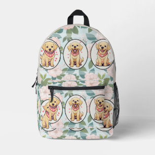 Labrador Retriever Blume Hintergrund Bedruckter Rucksack