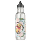 Labrador Retriever Blume Hintergrund Edelstahlflasche (Links)