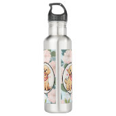 Labrador Retriever Blume Hintergrund Edelstahlflasche (Rückseite)