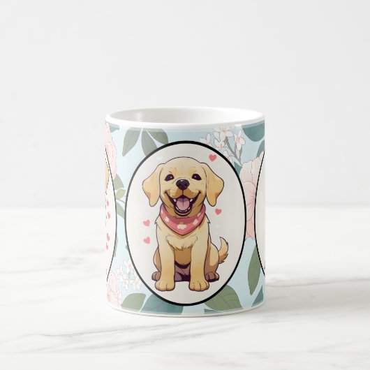 Labrador Retriever Blume Hintergrund Kaffeetasse (Mittel)