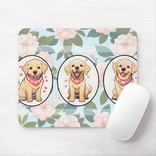 Labrador Retriever Blume Hintergrund Mousepad (Mit Mouse)