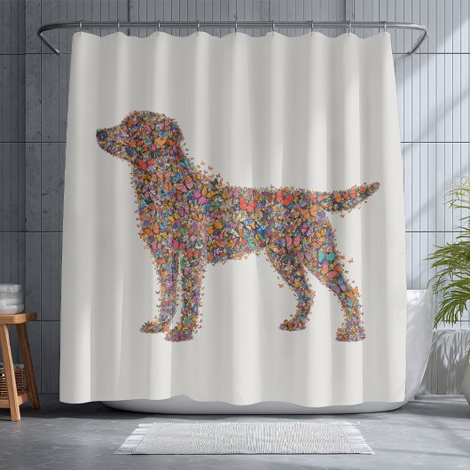 Labrador Retriever Butterfly Silhouette Dog Lover Duschvorhang