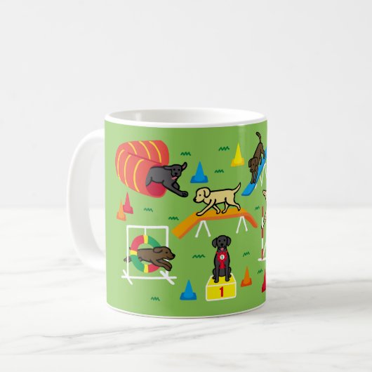 Labrador Retriever Cartoon Hund Agility Kaffeetasse (Vorderseite Links)
