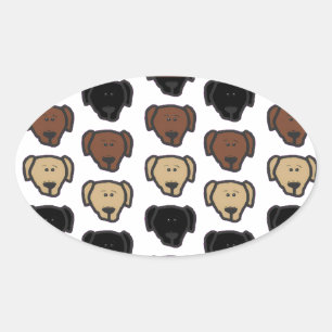 Labrador Retriever Cartoon-Köpfe Ovaler Aufkleber